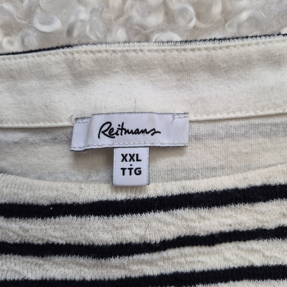 Reitmans Striped Crew Neck PulloverXXL Navy White Striped Cotton Nautical - Picture 4 of 7